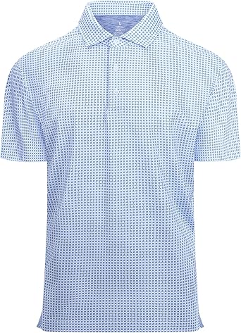 Alex Vando Mens Golf Shirt Moisture Wicking Classic Print Golf Shirts for Men