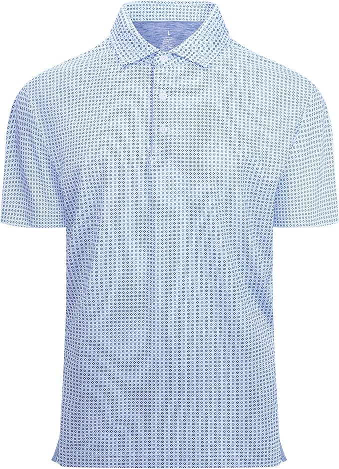 Alex Vando Mens Golf Shirt Moisture Wicking Classic Print Golf Shirts for Men
