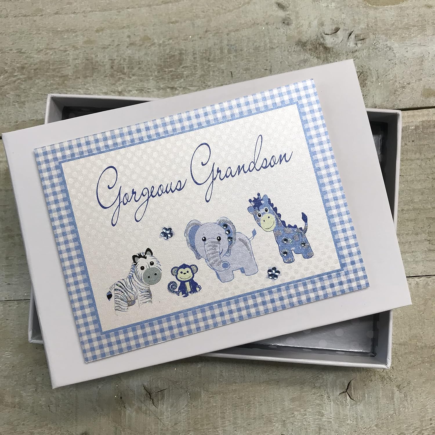 White Cotton Cards Handmade Gorgeous Grandson Tiny Photo Album (Blue)