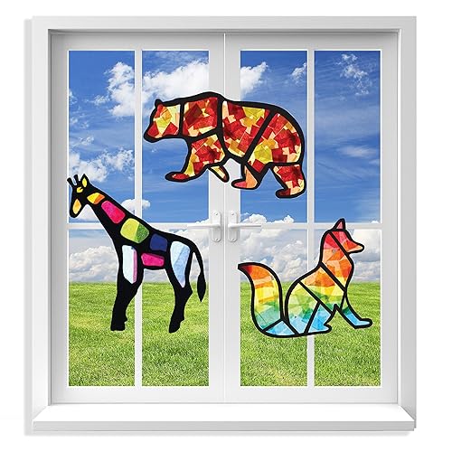 VHALE Suncatchers Craft 3 Sets (9 Cutouts) w Tissue Papers