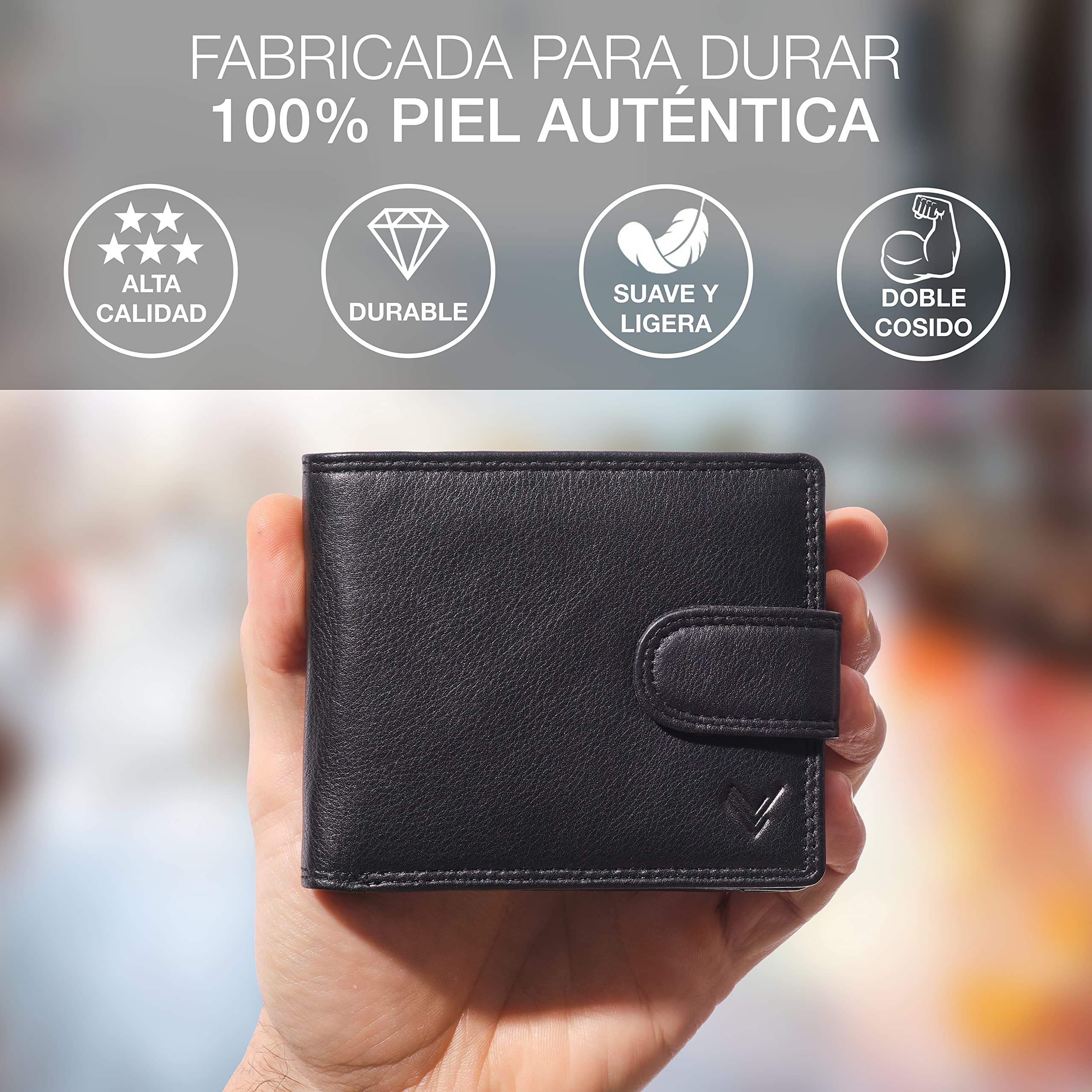 Carteras para Hombre RFID Piel Auténtica - Cartera Hombre con Monedero Gran Capacidad Hecho a Mano - Billeteras para Hombre - Cartera Piel Hombre Joven - Regalos Originales.…