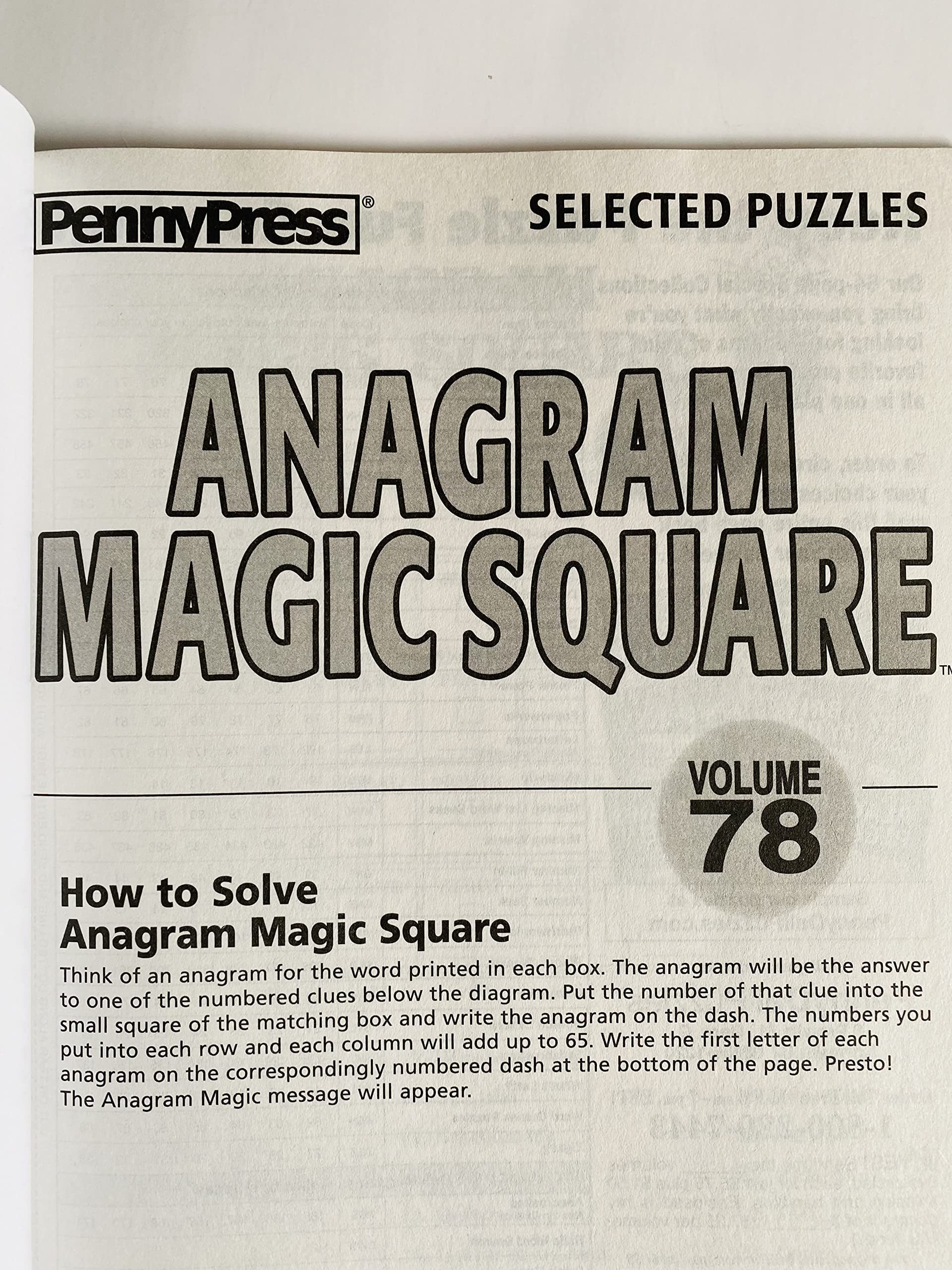 Volumes 77 and 78 of Anagram Magic Squares from Penny Press : Office Products - Amazon.com volumes-77-and-78-of-anagram-magic-squares-from-penny-press-office-products-amazon-com