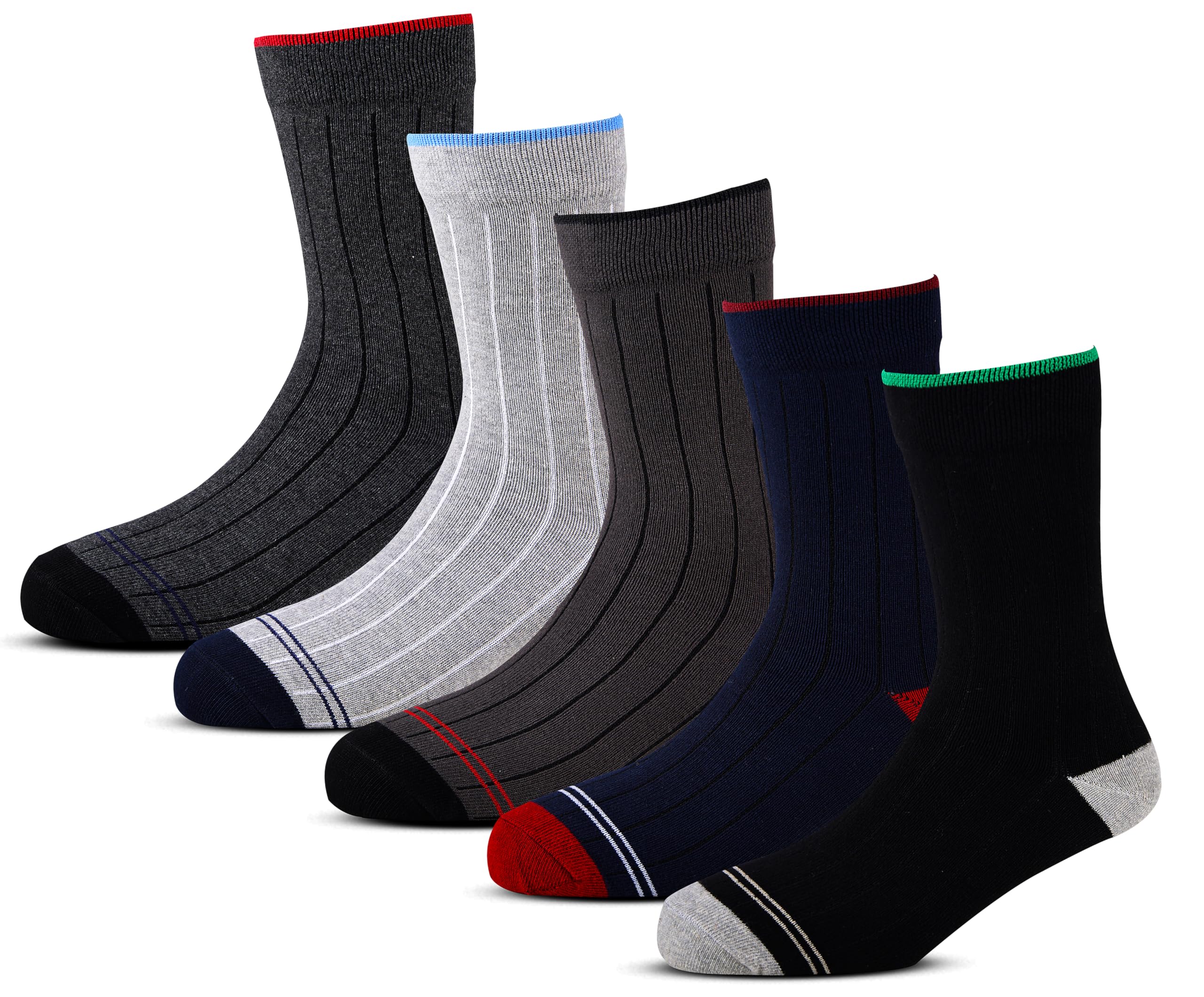 rc. royal class Men's Cotton Calf Length Ribbed Formal Socks (Multicolour, Free Size)(Pack of 5)-picture-33