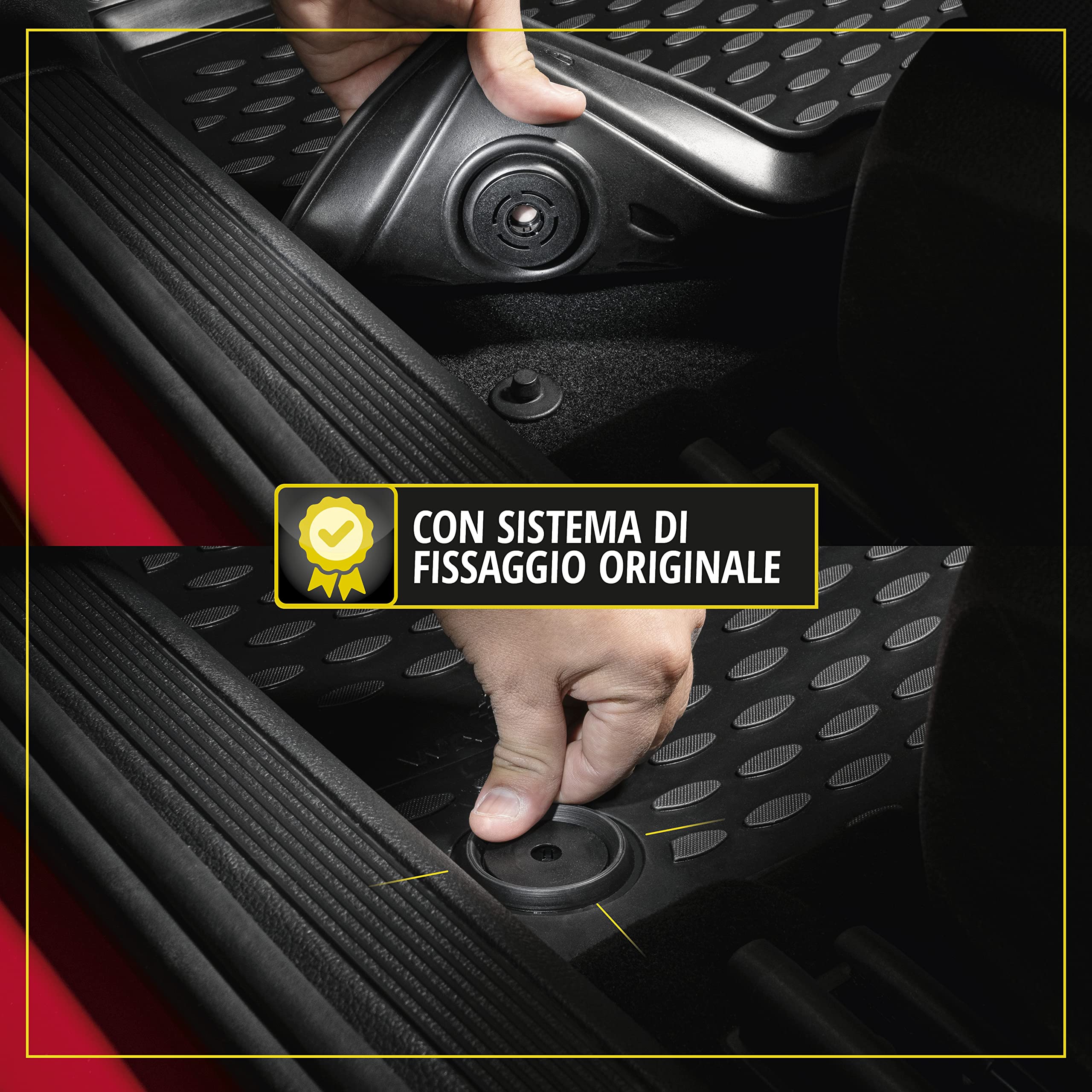 Walser Tappetini in Gomma per Auto XTR su Misura Compatibile con BMW X1 (F48), 11/2014-12/2022, Tappetini Auto Antiscivolo, Protezione vano Piedi