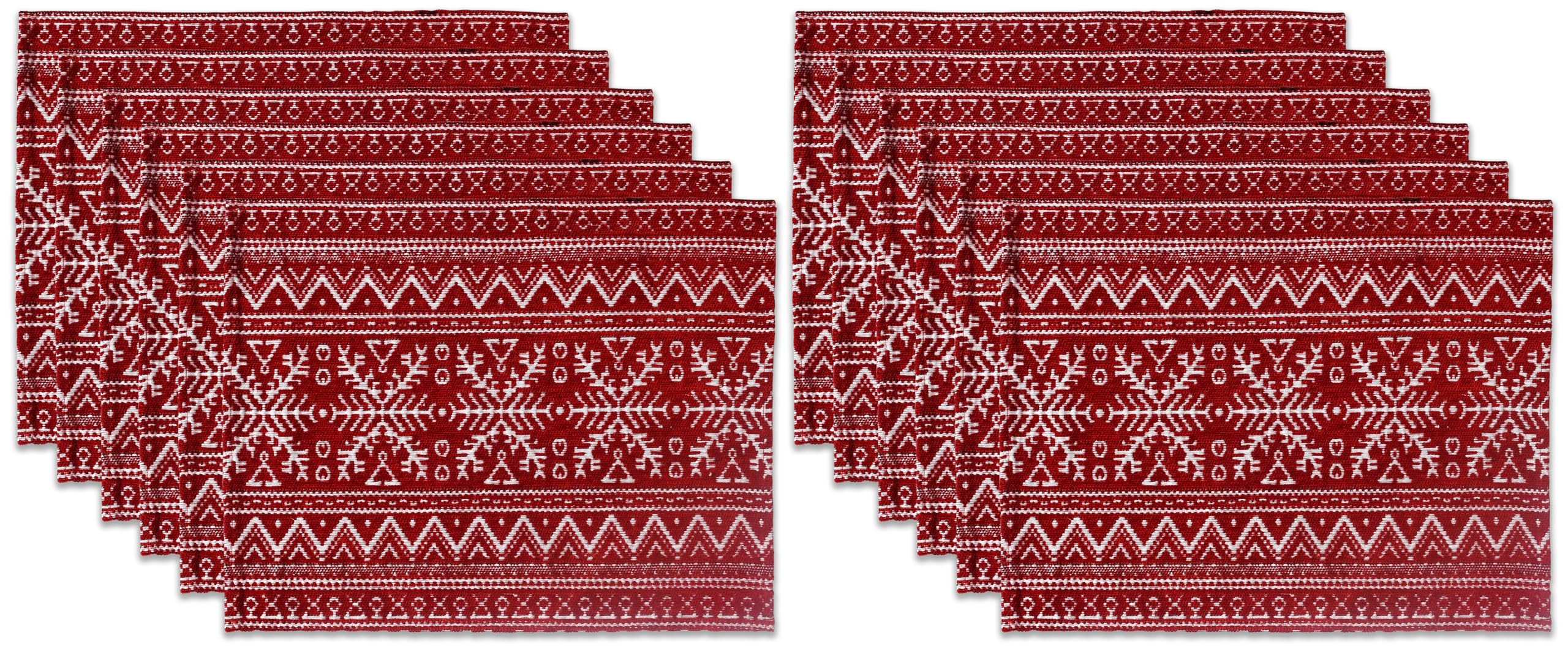 La Maison Christmas Placemats Winter Holiday Table Mat Set Xmas Decoration Washable Heat Proof Placemats Nordic, Snowman, Reindeers, Santa Festive Dining Decor (Nordic Snowflake, 12)