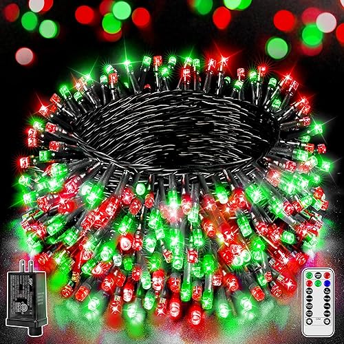500 luces LED de Navidad de 164 pies, tira de luces impermeables para exteriores con control remoto y temporizador, luces de árbol de Navidad con 8