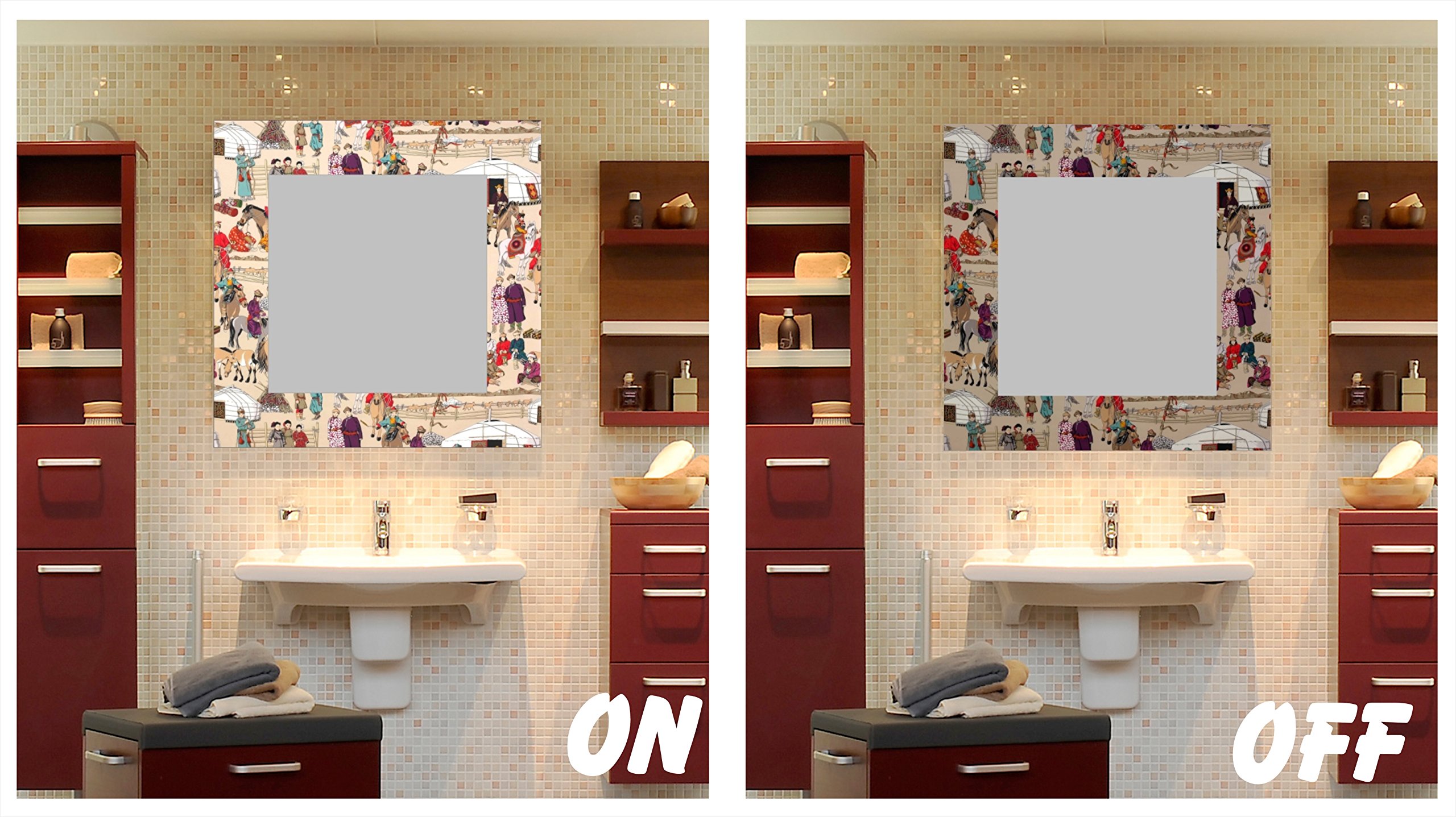 Personaggi Cinesi specchi Ingresso Illuminazione, Acrilico, Multicolore, 60 x 5.3 x 80 cm