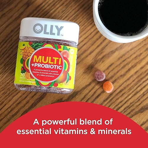Miniatura 2 de OLLY - Cápsula multivitamínica + probiótico para adultos, suministro de 35 días (70 gomas), torcedura tropical, 1 mil millones de UFC, suplemento