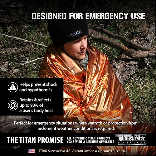 Miniatura 10 de TITAN cobija de supervivencia doble faz Diseñada por NASA para la exploración del espacio y la retención de calor Ideal para maratones kits de