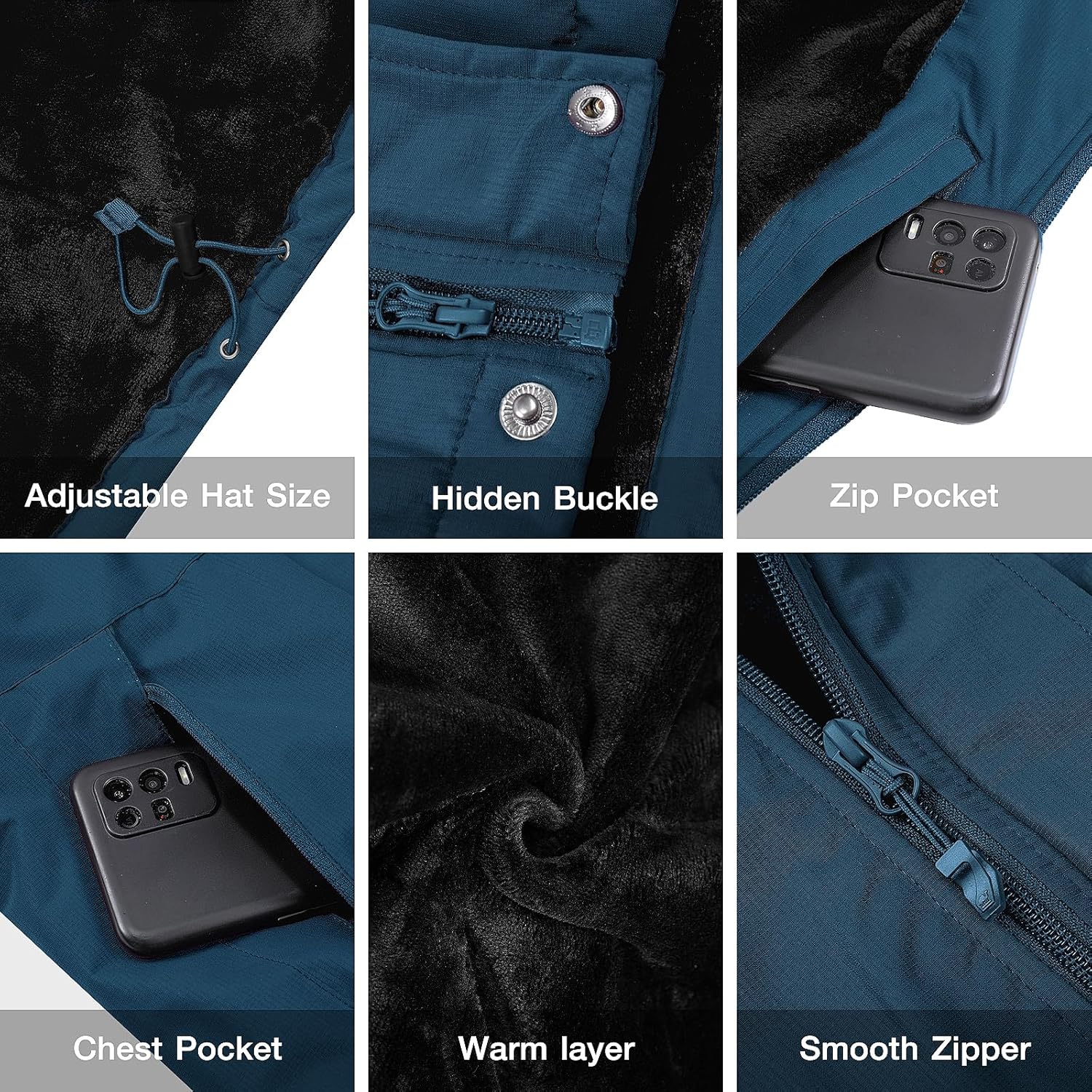 CAMEL CROWN Women's Ski Jacket Waterproof Warm Winter Snow Coat Hooded Mountain Outdoor Windbreaker Windproof Jacket