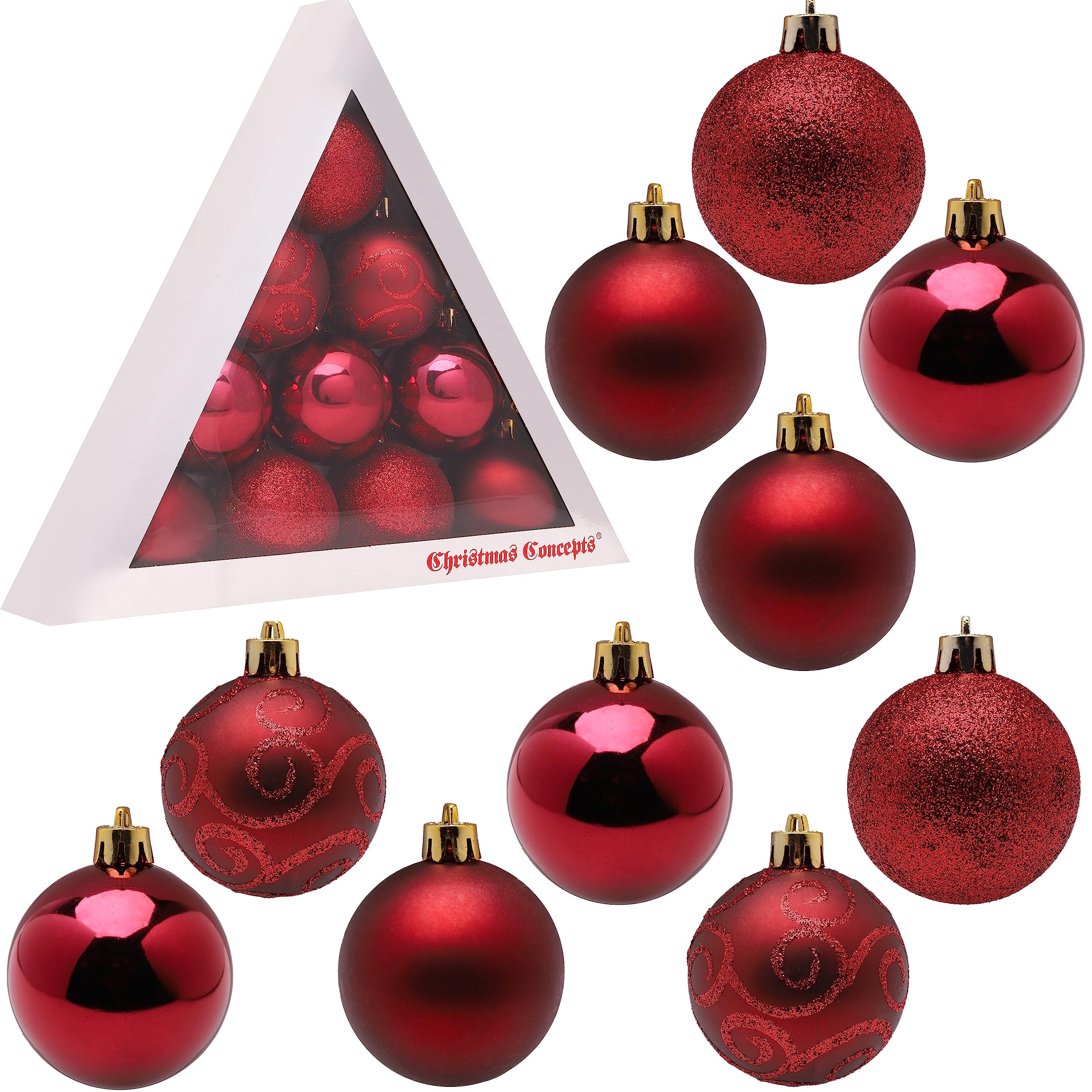 Christmas Concepts® Paquet De 10 Boules De Sapin De Noël - 60 Mm (2,4") - Boules Décorées Brillantes, Perlées Et Transparentes Avec Un Flocon De Neige (Blanc Et Argent