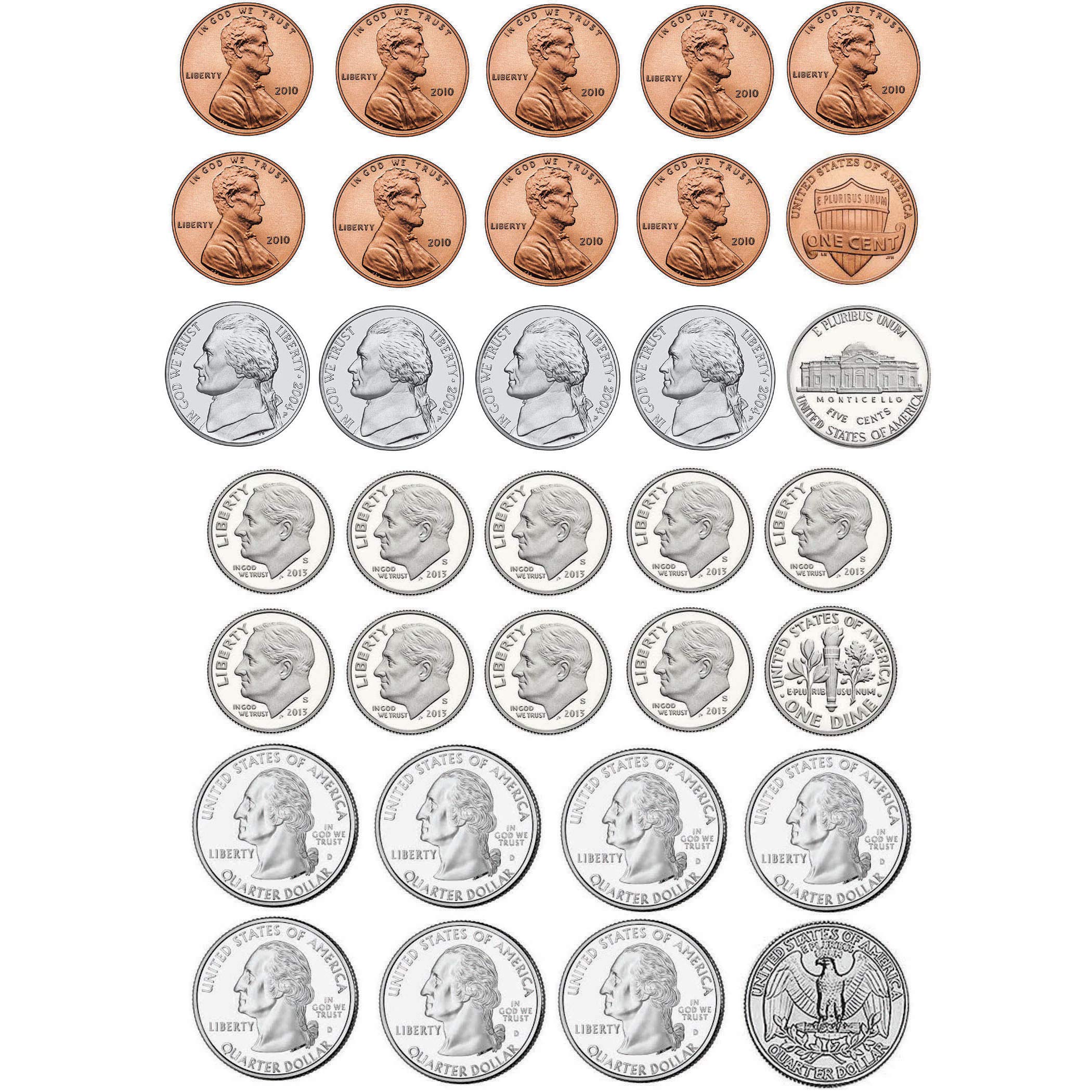 Ashley Productions ASH10067BN Math Die-Cut Magnets, U.S. Coins, 33 Pieces Per Pack, 6 Packs