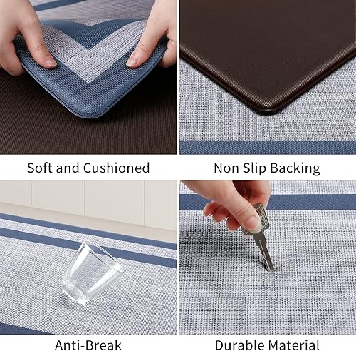 Miniatura 3 de Mattitude Tapete de cocina 2 piezas Alfombras acolchadas de 0.47 pulgadas, antideslizantes, impermeables, ergonómicas, cómodas para cocina, suelo,