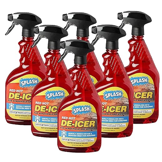 SPLASH Red Hot De-icer Windshield and Wipers Trigger Spray, 32 Ounces (Pack of 6)