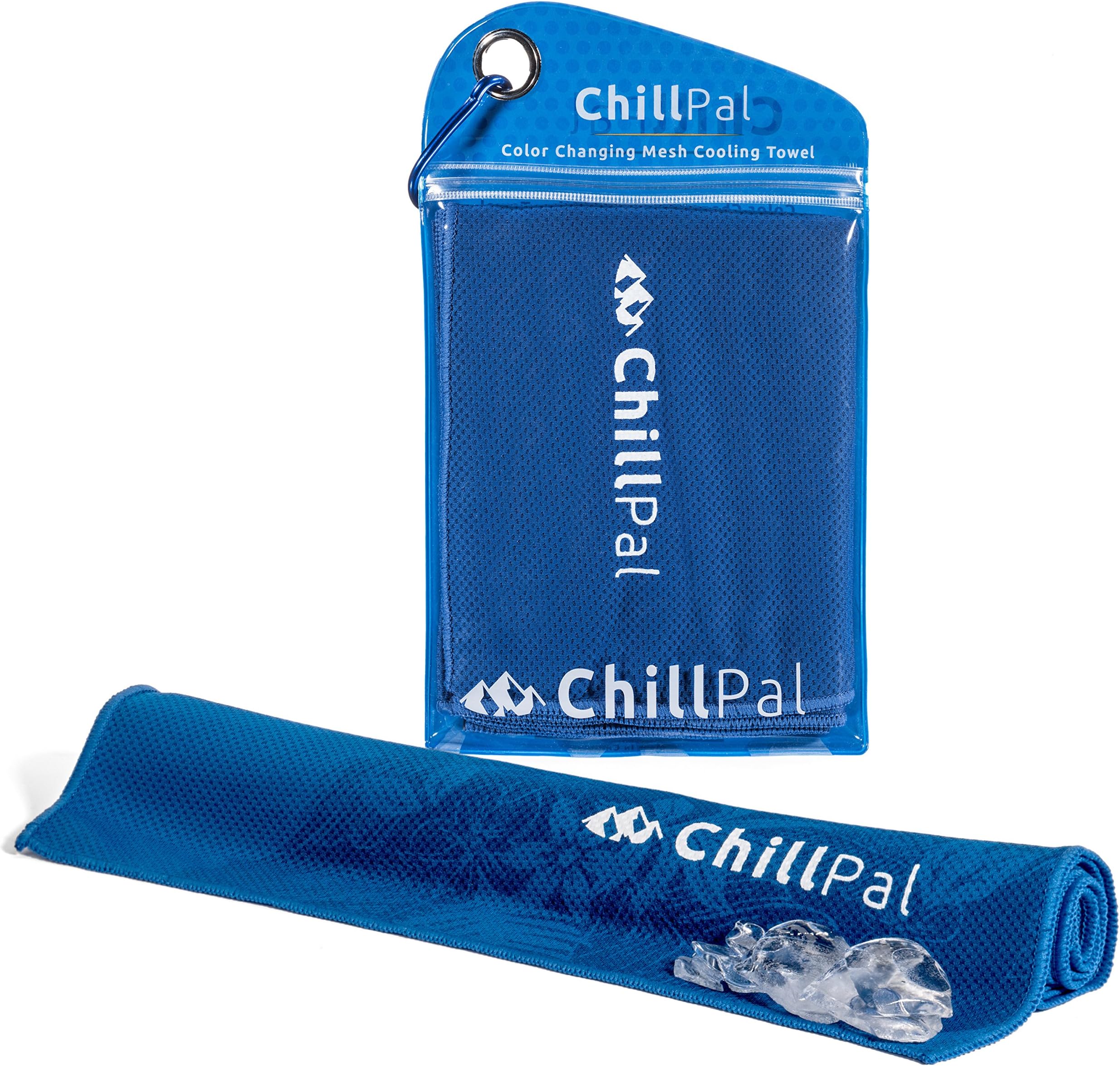 Chill Pal (Blue) Color Changing Cooling Towel Stay Cool Towel Cold Towel Sports Towel Chill Towels For Sports Men Dogs Kids Neck Bulk Athletes Instant Cooling Relief Yoga Camping Workout Running