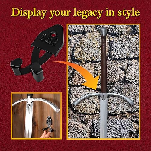 Miniatura 3 de Mythrojan Soporte de pared de metal de una sola espada vertical, soporte de pared ajustable multifuncional para decoración de pared para hacha,