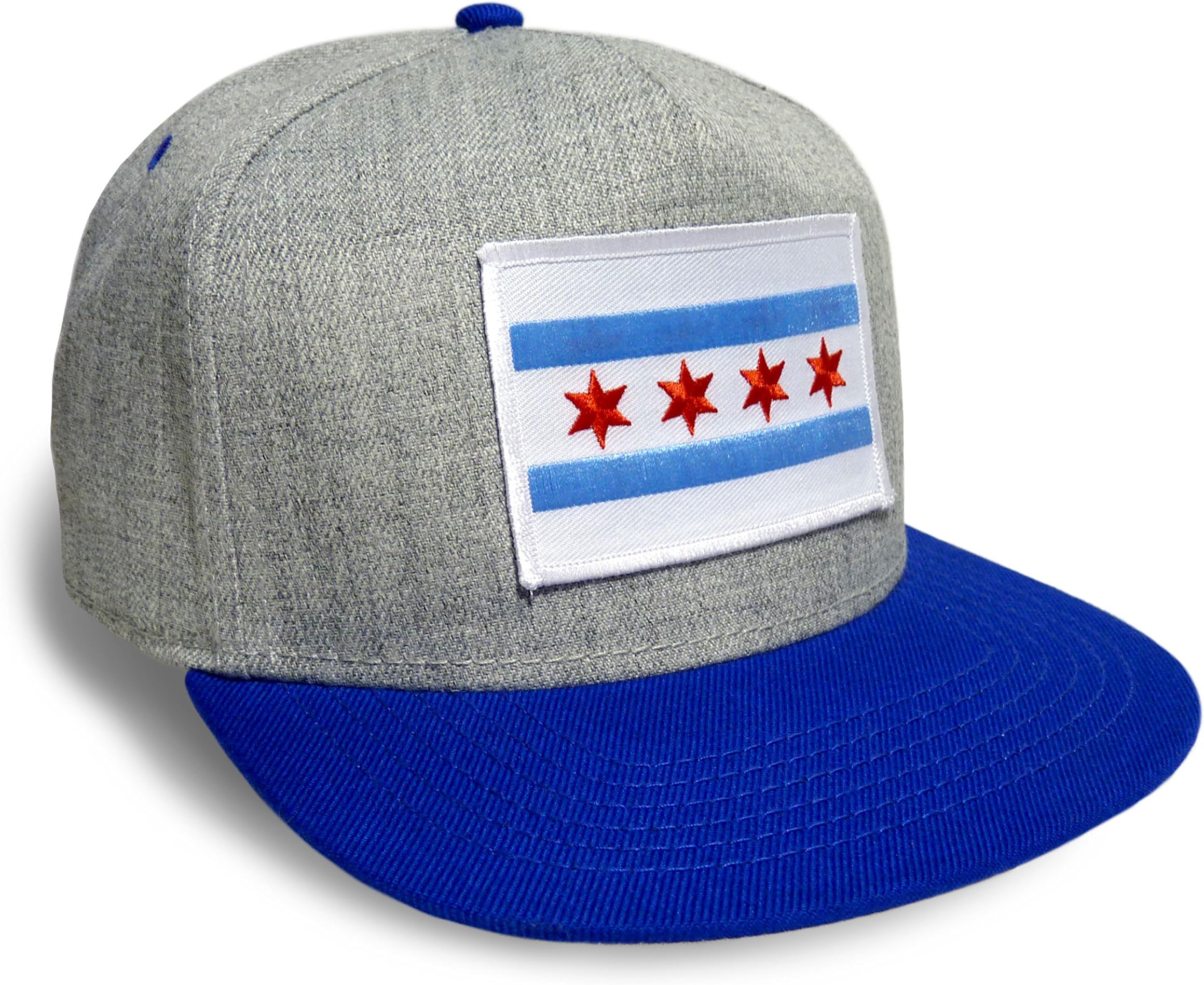 Chicago Flag Cap Royal and Grey Baseball Hat Snapback Flat Brim Cap Apparel