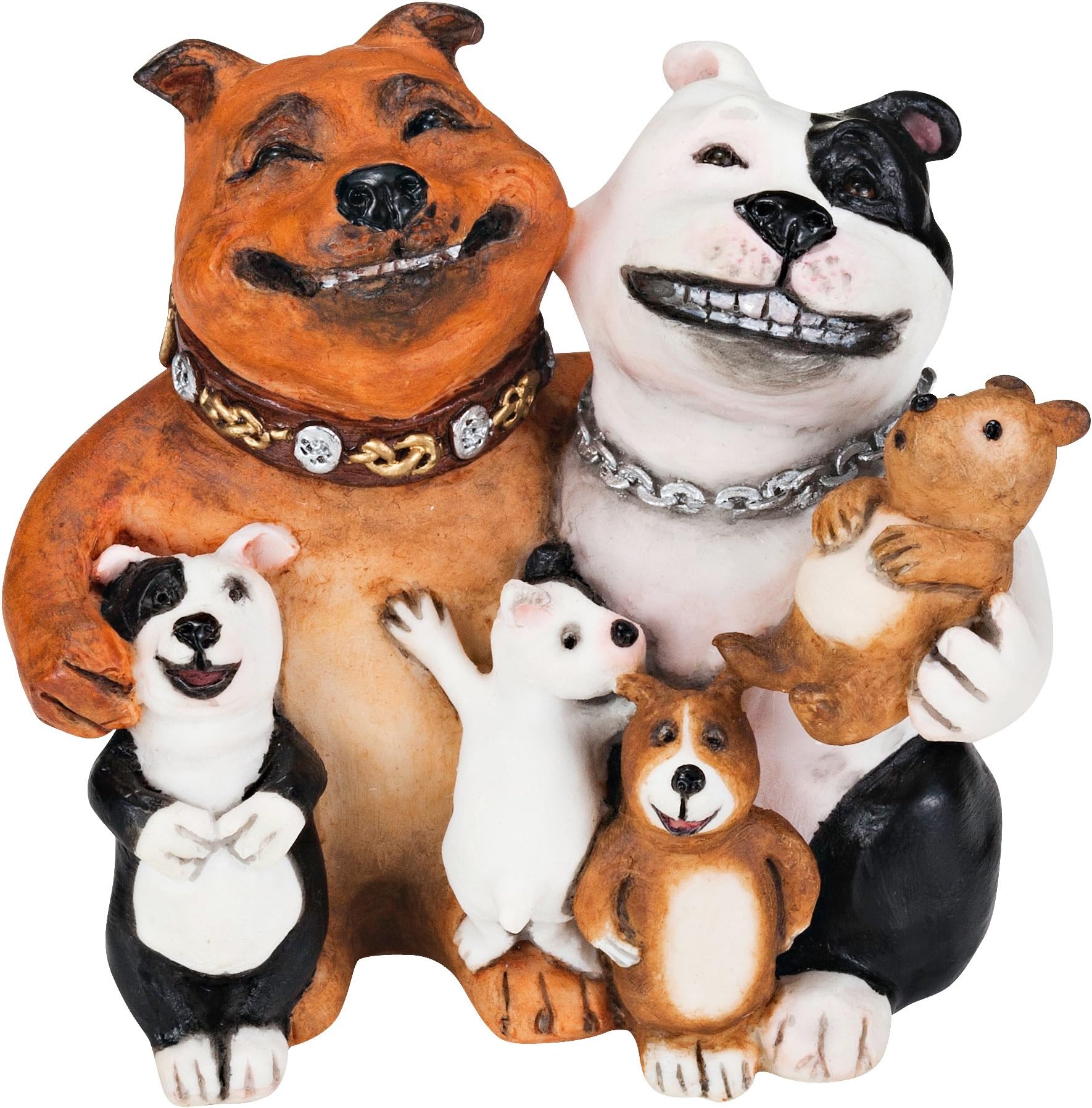 Staffy Happy Dogs Family Hand Painted Statue 8.3cm