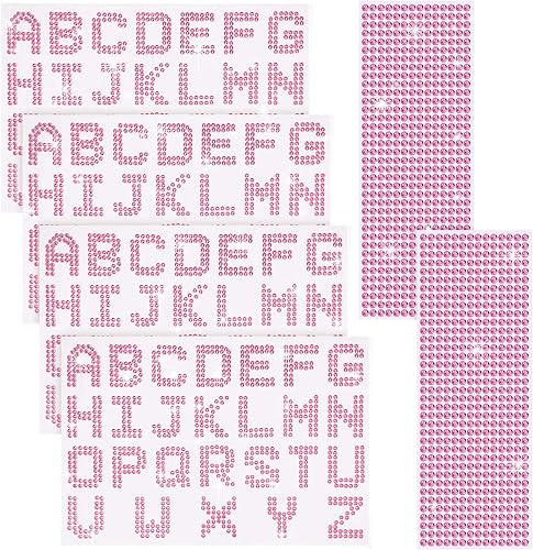 Zonon 6 hojas de calcomanías de letras con purpurina, 26 letras autoadhesivas del alfabeto, para arte y manualidades (rosa)