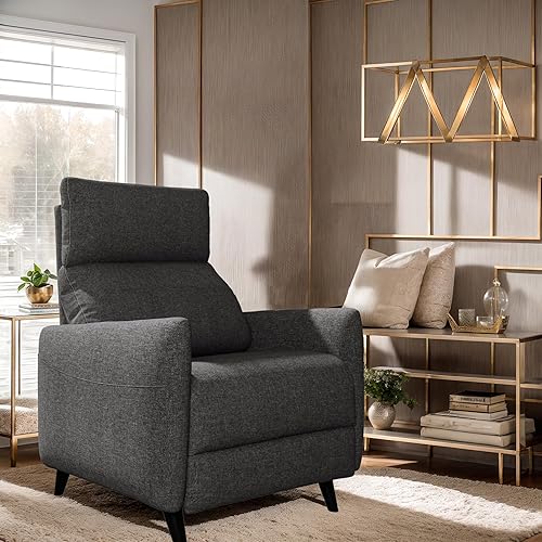 Miniatura 2 de Silla reclinable para sala de estar, sofá individual tapizado de tela, silla de cine en casa, silla reclinable moderna ajustable con respaldo