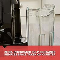 Vista 6 de BLACK+DECKER Extractor de jugo de frutas y verduras con diseño de ahorro de espacio, negro, 400 vatios