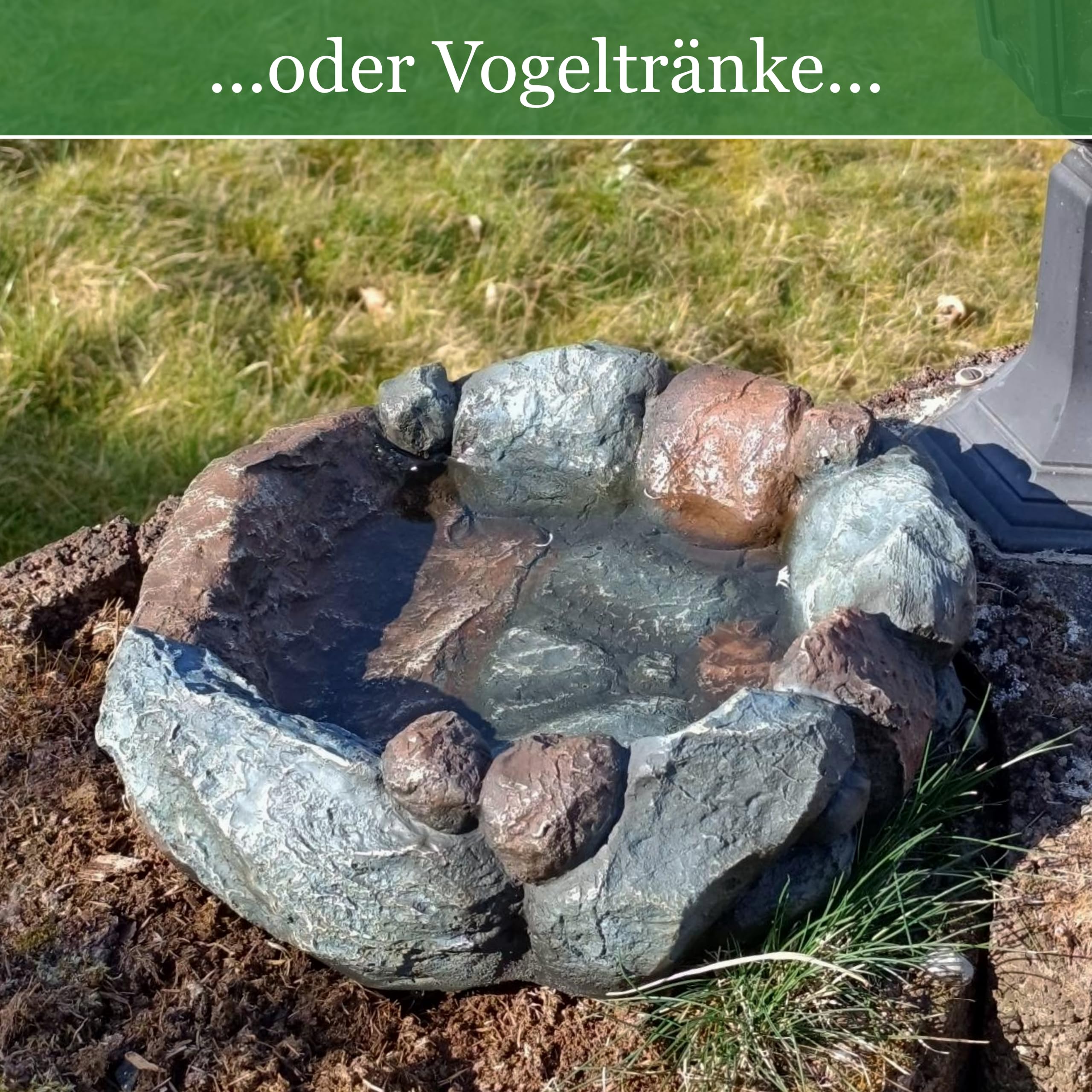 Vogelbad Garten 35cm, Vogeltränke Stein, Wassertränke für Vögel, Vogelbrunnen, Vogel-Badewanne, Vogeldusche, Vogeltränken, Vogeltränke groß, Vogeltränke Garten, Wasserschale für Vögel draußen