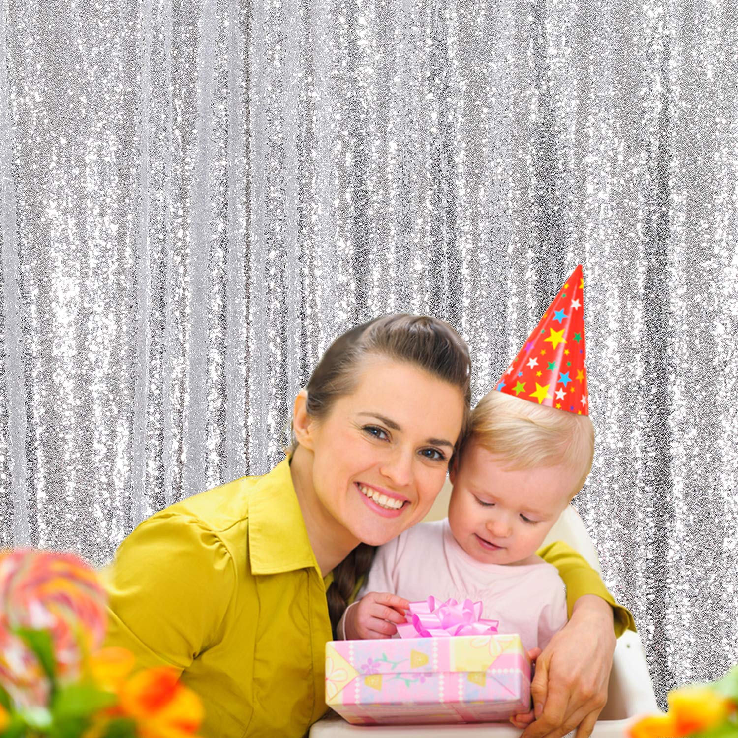Sequin Backdrop 183x243cm Iridescent Shinny Sequin Photography Backdrop Party Prom Wedding Youtobe Banquet Photo Background (6x8 feet) — view 55
