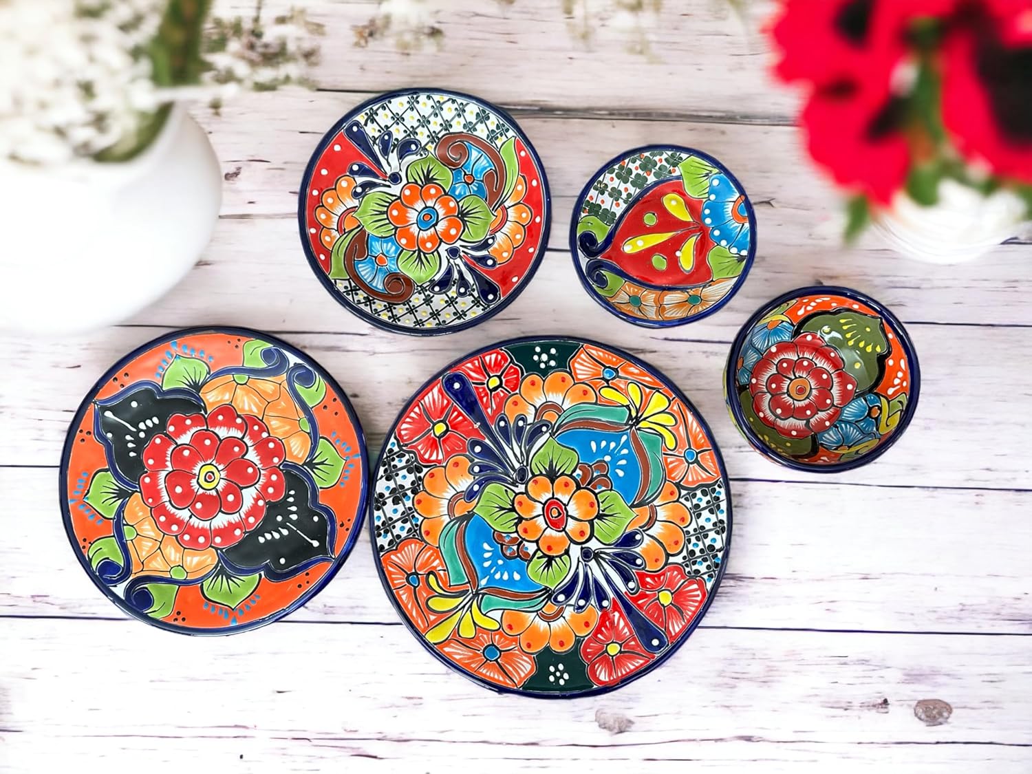 12 Piece Talavera Dinnerware Set | Handmade Mexican Pottery | Unique Floral Patterns