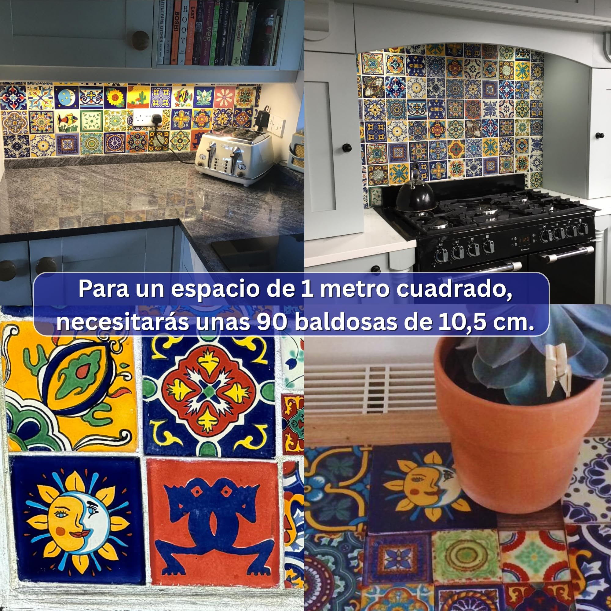 Tumia LAC Azulejos Mexicanos Artesanales de Talavera de 10.5cm