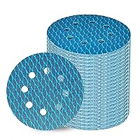 Vista 13 de Papel de lija de escamas de pescado de 5 pulgadas, 8 agujeros, disco de lijado de gancho y bucle, papel de arena 60/80/120/180/240/320/400, grano