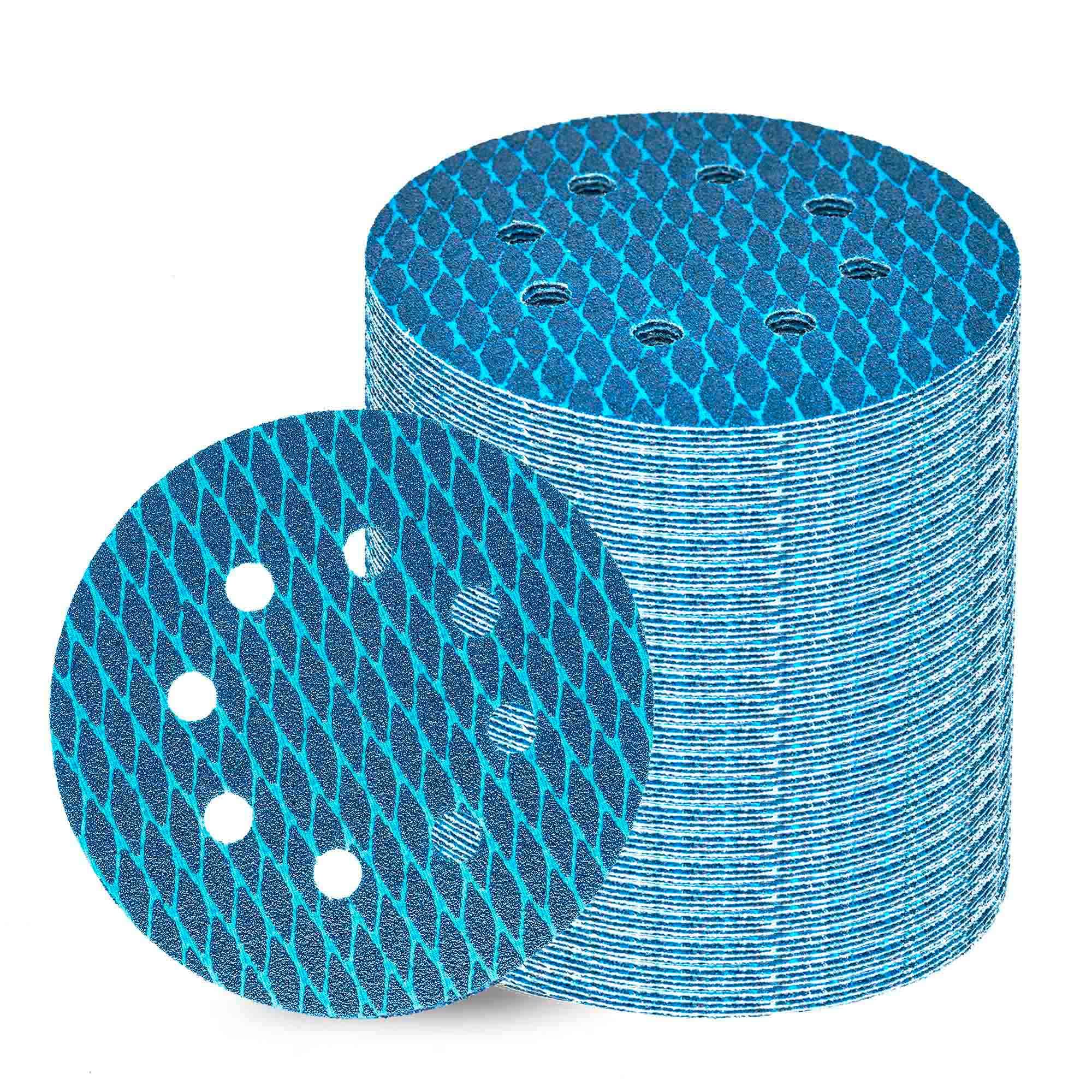 Orbital Sander Sandpaper 5 Inch 8 Hole Sanding Disc Hook and Loop Pads Sand Paper 80 Grit for Wood Metal 70 PCS Blue Aluminum Oxide Anti Blocking Rhombus Sanding Discs