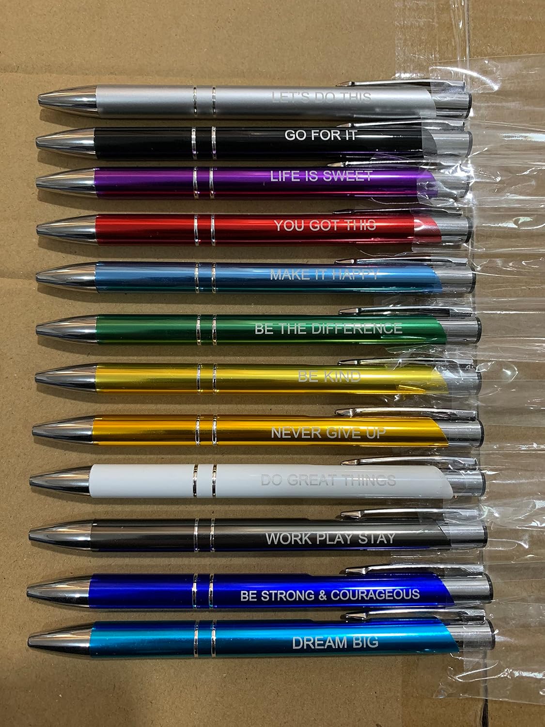 PASISIBICK 12 Pieces Inspirational Motivational Quote Ballpoint Pens Gifts Encouraging Metal Writing Pen for Students Coworkers Teacher Bosses, 12 Colors image 5