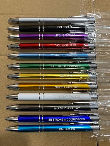 Miniatura 5 de PASISIBICK 12 bolígrafos inspiradores con cita motivacional, regalos de metal alentador, bolígrafo de escritura para estudiantes, compañeros de