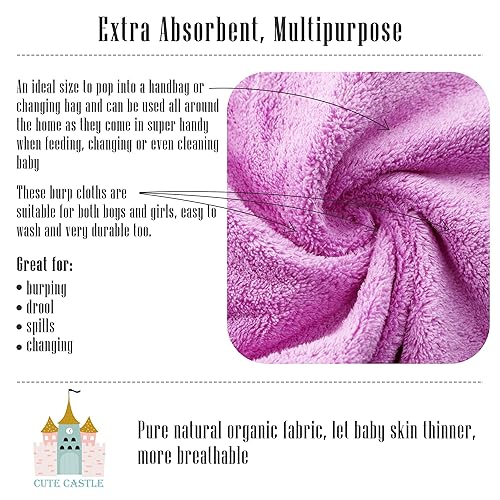Miniatura 12 de Cute Castle Toallas ultrasuaves para bebé, paquete de 16 unidades, 9 x 9 pulgadas, suaves con la piel sensible para la cara y el cuerpo, felpa, ropa