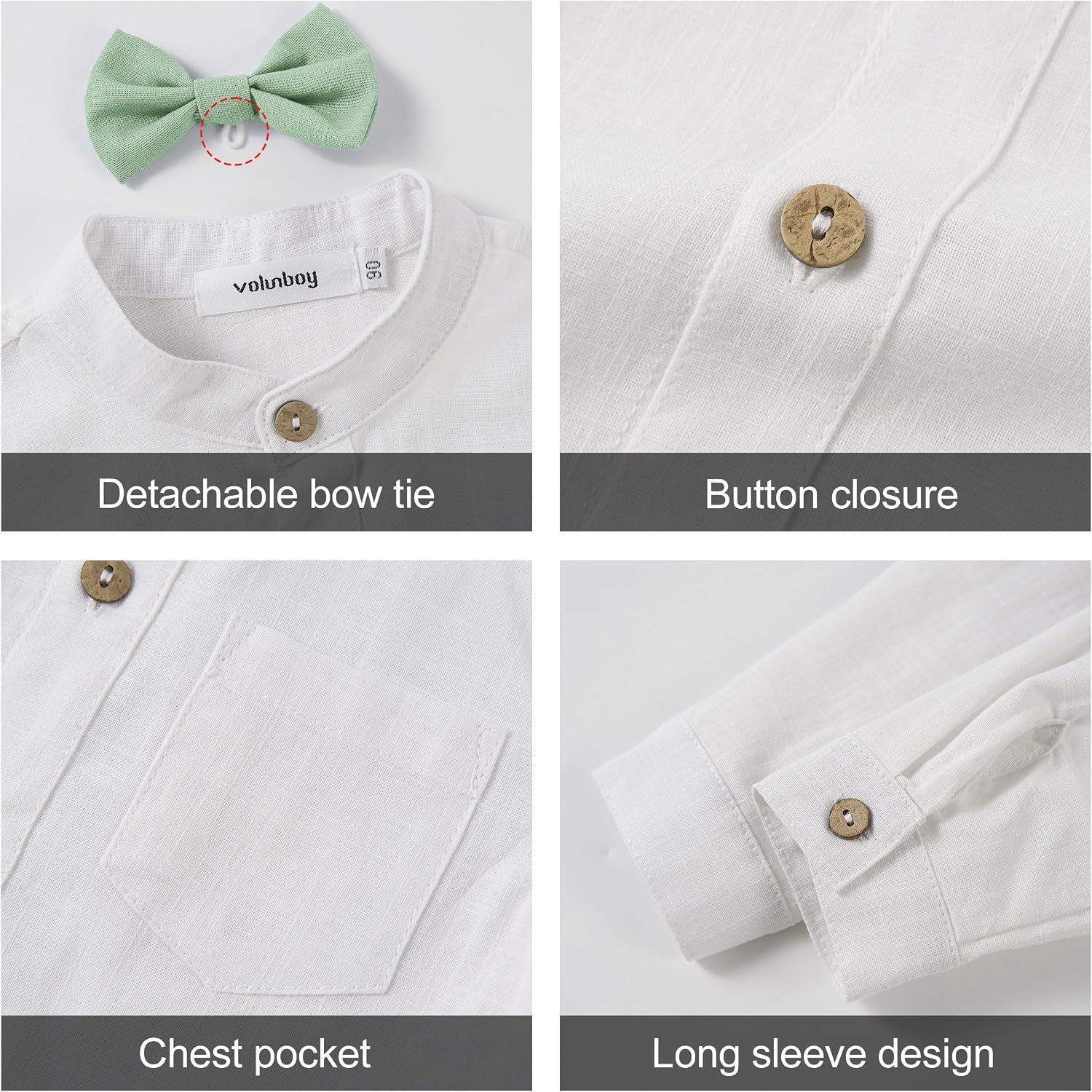 Volunboy Baby Boys Cotton Linen Formal Suspenders Outfits with Bowtie Toddler Long Sleeve Gentleman Wedding Dress Clothes