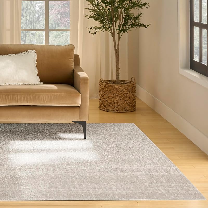 Nourison Nordic Ivory 8' x 10' Scandinavian Area Rug - Easy Clean, Non Shedding, Bed Room, Living Room, Dining Room, Kitchen (8' x 10')