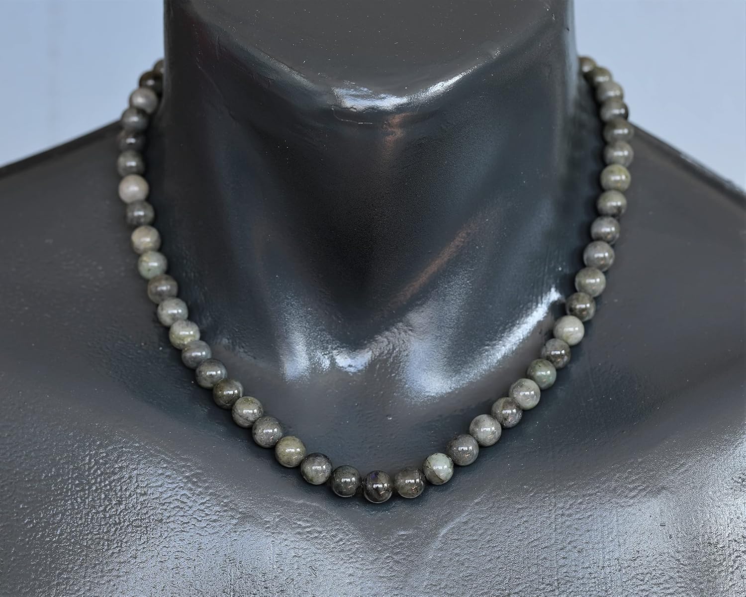 Natural Gemstone Beaded Choker Necklace | 8mm Handmade Adjustable Jewelry for Men & Women | Chakra Balancing Crystal Necklace | Spiritual Gift | Macrame Cord with Extender
