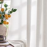 jinchan Beige Curtains for Living Room Linen Textured 96 Inches Long Farmhouse Casual Weave Back Tab Drapes Light Filtering Window Curtain 2 Panels Beige