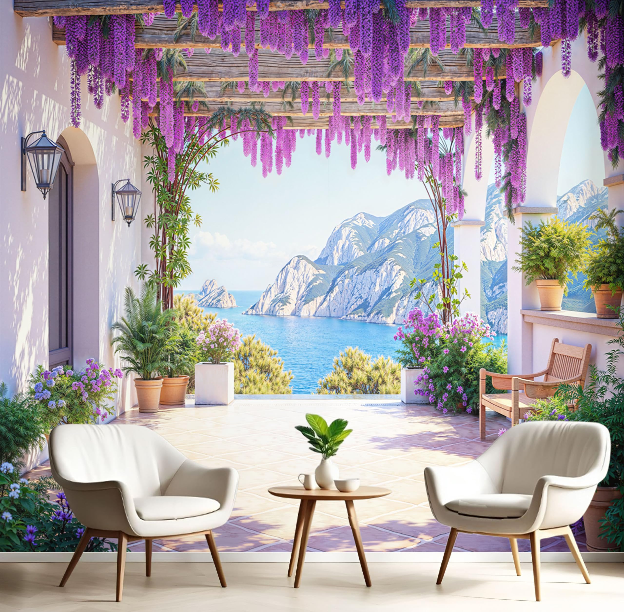Papier peint panoramique Italie pour s'évader depuis votre salon avec terrasse 200x140