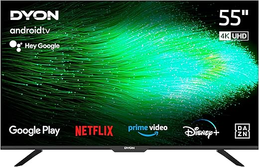 DYON Smart 55 AD-2 139 cm (55 Zoll) Android TV (4K Ultra-HD, HD Triple Tuner, Prime Video, Netflix, Google Play Store für DAZN, Disney+ uvm., Google Assistant, BT-Fernbedienung)…