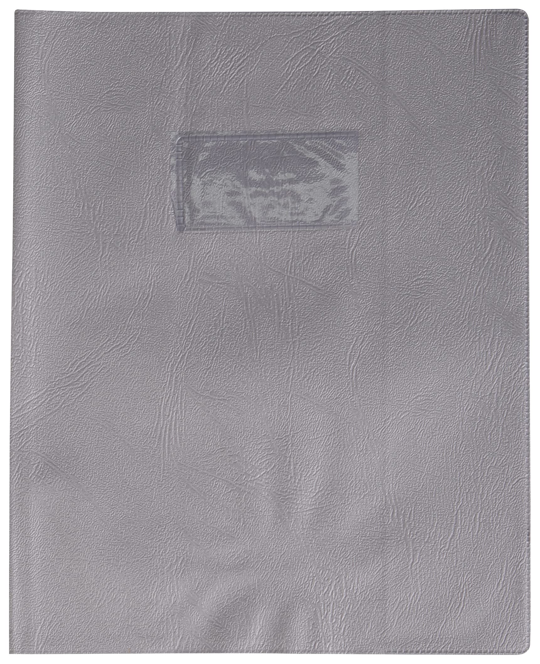Calligrapher 72113C - A Grey Leather Grain Notebook Protector - Dimensions: 17x22 cm - 22/100th with Label Holder - Opaque PVC - Manufactured in France