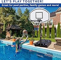 Vista 2 de Aro de baloncesto de altura ajustable de 37 a 56 pulgadas, tablero trasero de 36 pulgadas, sistema de baloncesto portátil junto a la piscina