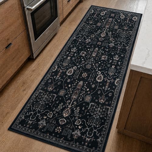 GLN Rugs Traditional - Sumer - Machine Washable Runner Rug, Vintage Washable, No