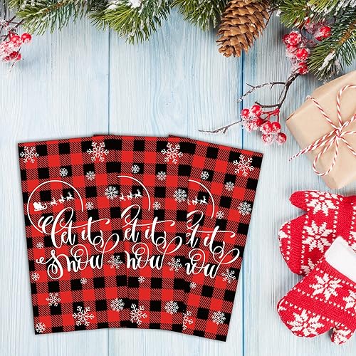 Miniatura 7 de Servilletas de Navidad de búfalo rojo y blanco, servilletas de almuerzo de Navidad, servilletas de papel desechables para decoración de mesa de