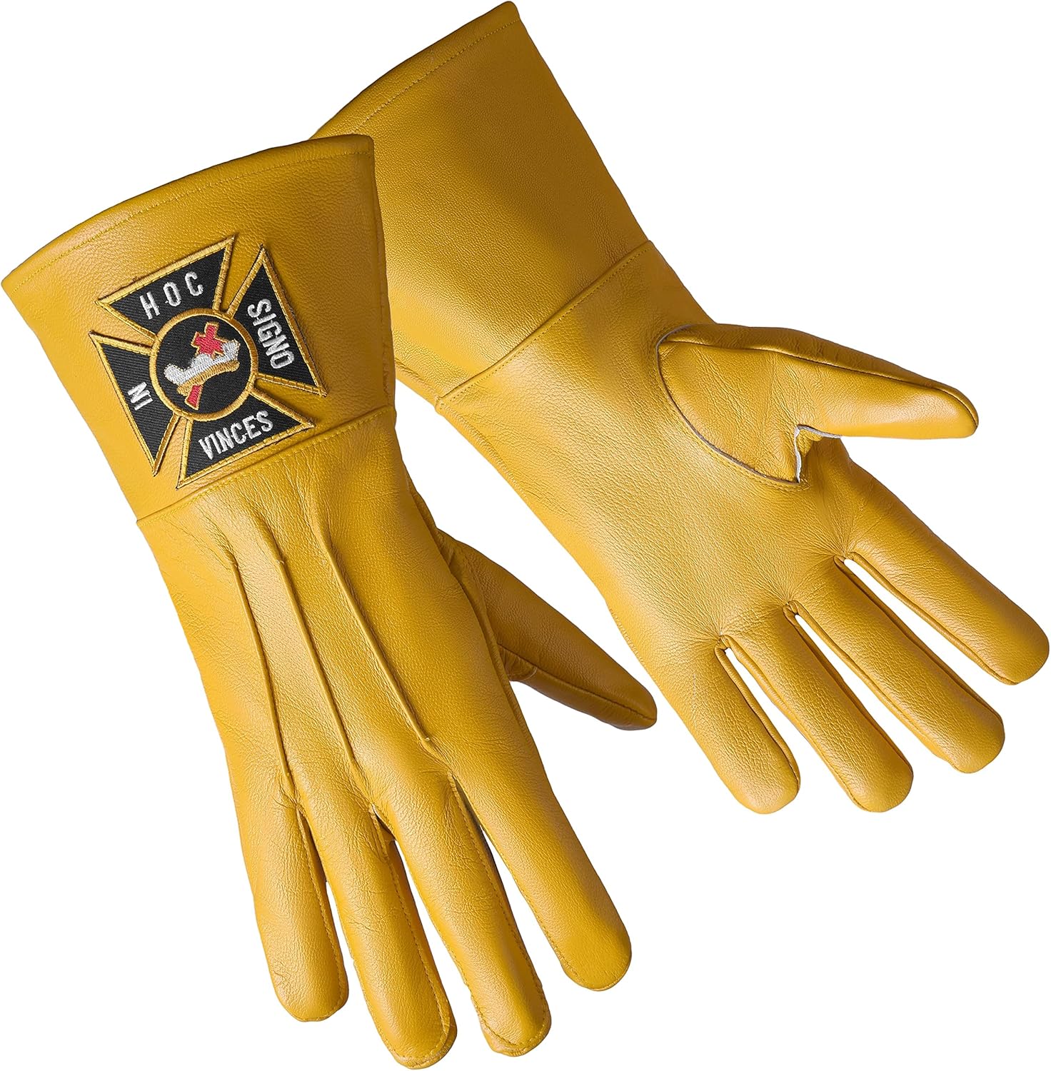 BRICKS MASONS Knights Templar Commandery Glove - Yellow Leather