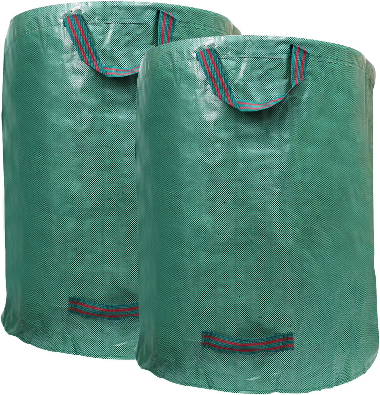 AGAKY Garden Waste Bags,272L Foldable Garden Bags with Handles,Reusable and Tear-proofGreen Heavy Duty Builders Bags(2 pack,H76 cm,D67 cm)