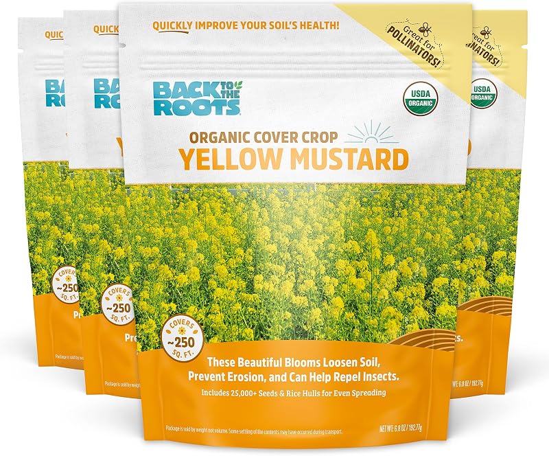 Back to The Roots 100% Organic Yelow Mustard Cover Crop Seeds, Covers ~1000 sq. ft.