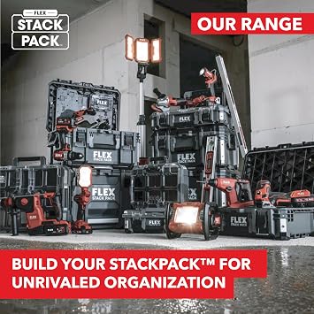 FLEX - Stack Pack Tool Storage System - Trolley - 533246 - With Interlocking Quick-Connect Fasteners - 4 Swivel Castors, Load-Bearing Capacity Up to 115kg - For Work Accessories