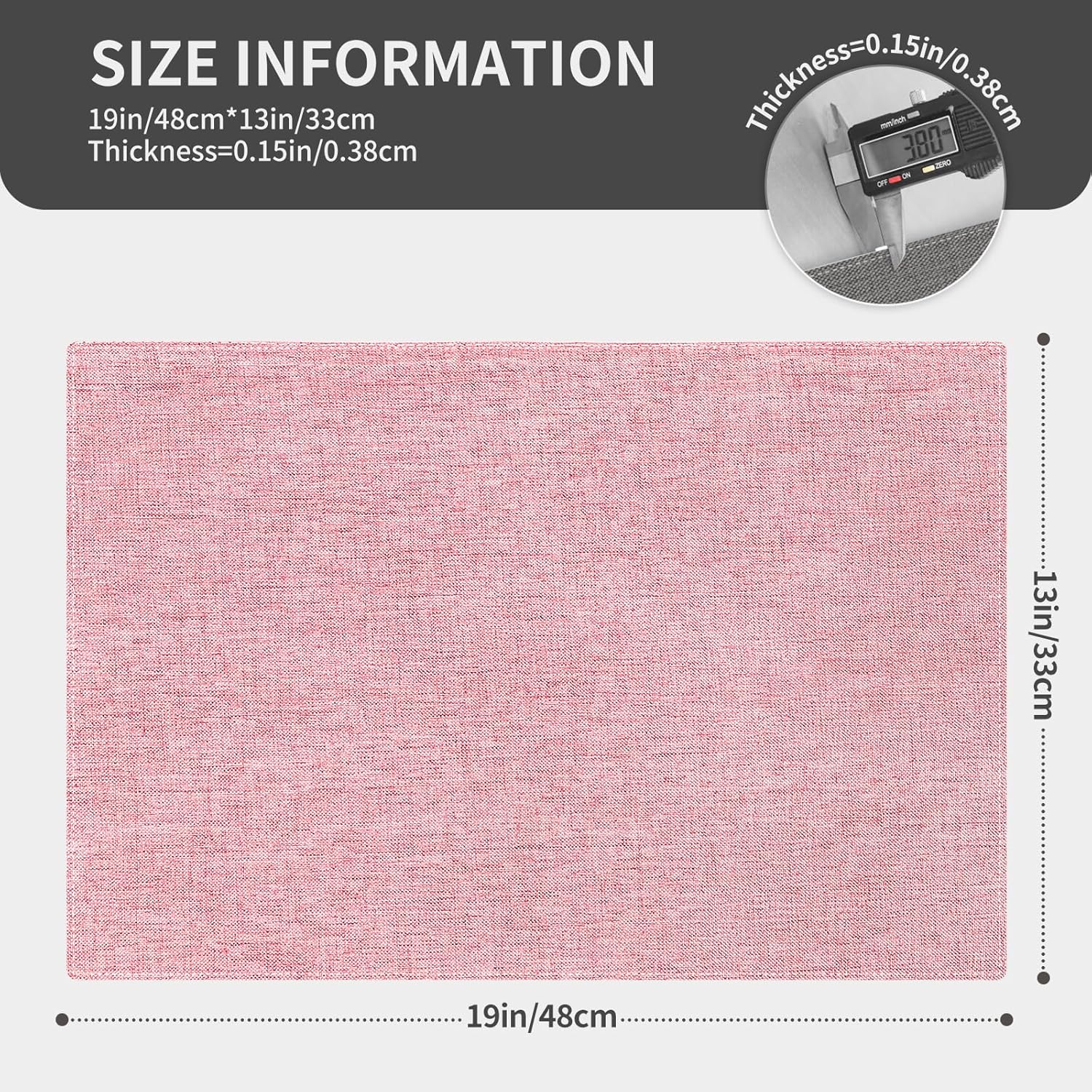 Cloth Placemats, Set of 6 Heat-Resistant Cotton Linen Blend Double Layered Machine Washable Place Mats, Wrinkle Free Thick Fabric Dining Table Mats for Indoors & Outdoors (Baby Pink, 6)