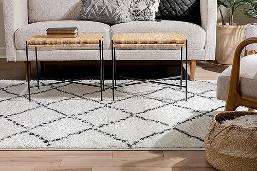 Miniatura 8 de Well Woven Chessa - Alfombra con diseño de enrejado de diamantes, color gris, Marroquí, Celosía marfil